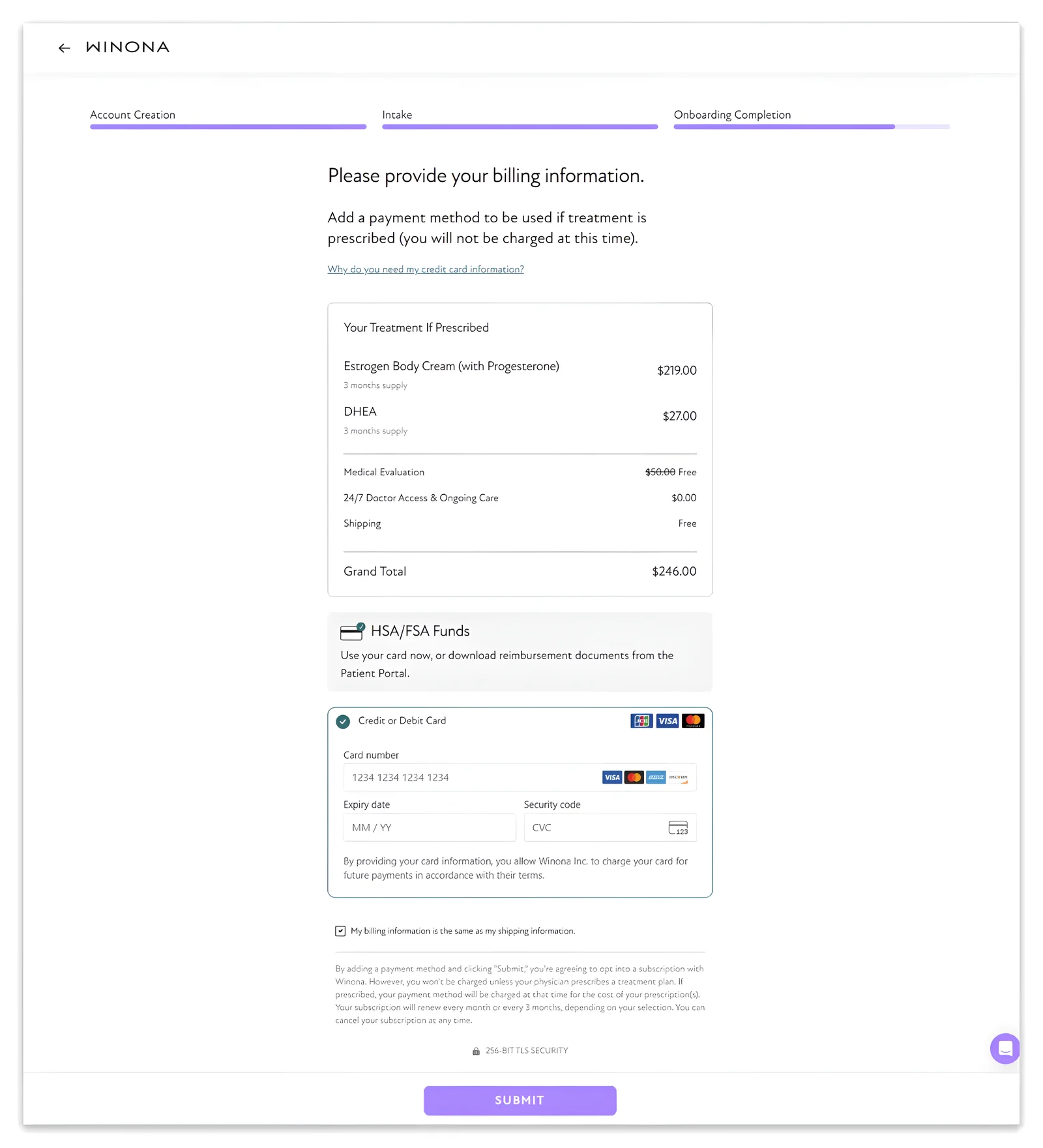 winona treatment checkout page